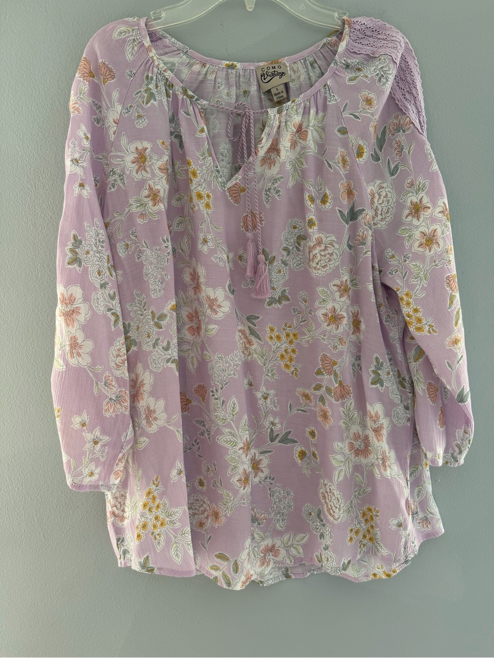 Peasant top with lace detailing
